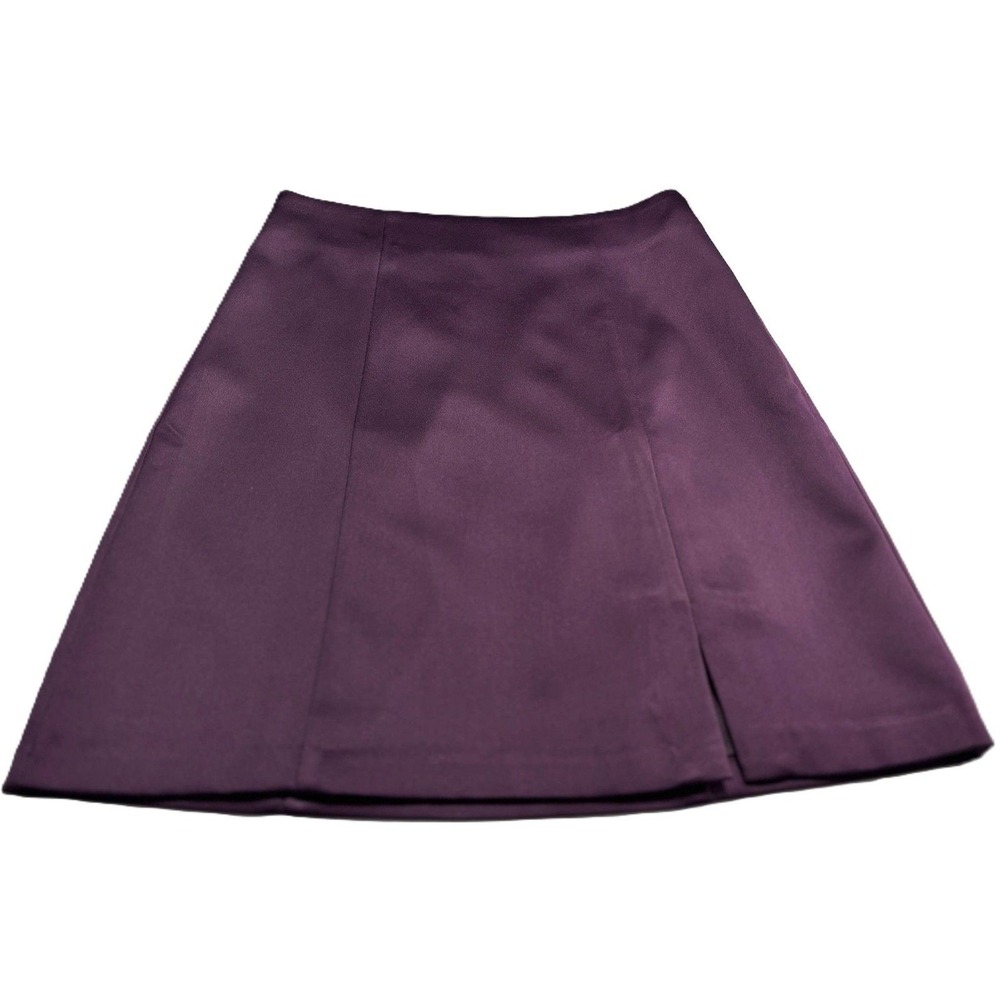 LOFT Petites Plum Purple A Line Mini Skirt Women's 2P Front Side Slit Minimalist - Picture 5 of 10